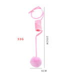 Cat spring toy wand with pink coil and fluffy pink pom ball