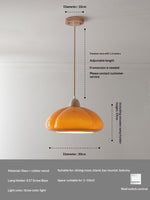 New Style Log Wood Glass Japanese-Style Retro Pendant Lamp For Bedroom And Dining Room  Pumpkin Design