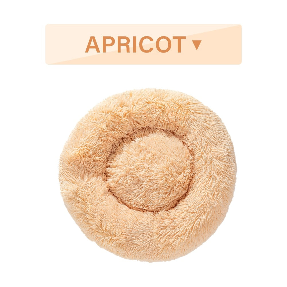 Fluffy Donut Dog Bed | Cozy Plush Cushion for Small & Large Pets | Washable & Calming Design
