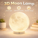 3D Printed Moon Lamp USB Rechargeable Warm Light Realistic Lunar Night Light For Bedroom Decor