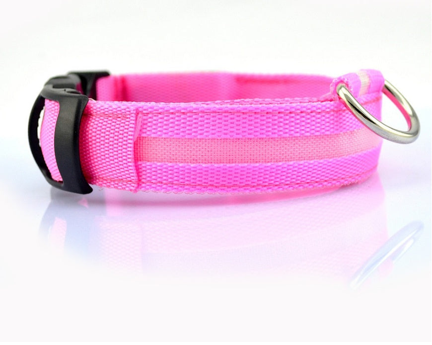 GlowPaws Nylon LED Dog Collar - Adjustable Luminous Leash for Night Safety & Visibility
