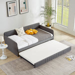 Daybed, Sofa Bed Metal Framed With Trundle Twin Size, Grey, 78.4 L X 41 W X 29.8 H.