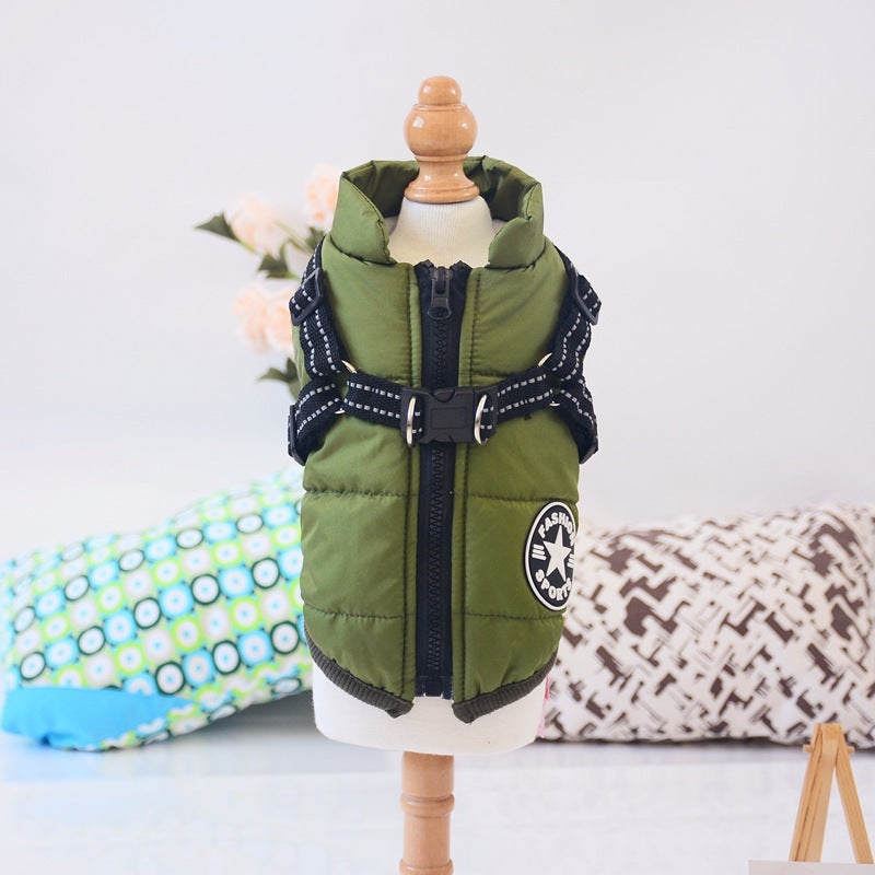 Pawsitive Vibes Waterproof Winter Dog Coat with Harness - Warm & Stylish Jacket for Big Dogs, Chihuahuas & Labradors