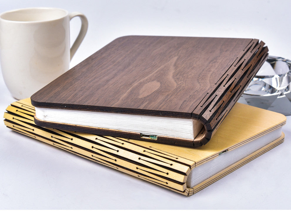 Veilleuse LED Lampe de Livre Pliable avec Port USB Rechargeable en Bois Aimantée