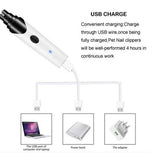 Electric pet nail grinder with USB charging setup and included power accessories