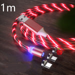 Magnetic LED charging cable with red light trails and magnetic connector ends