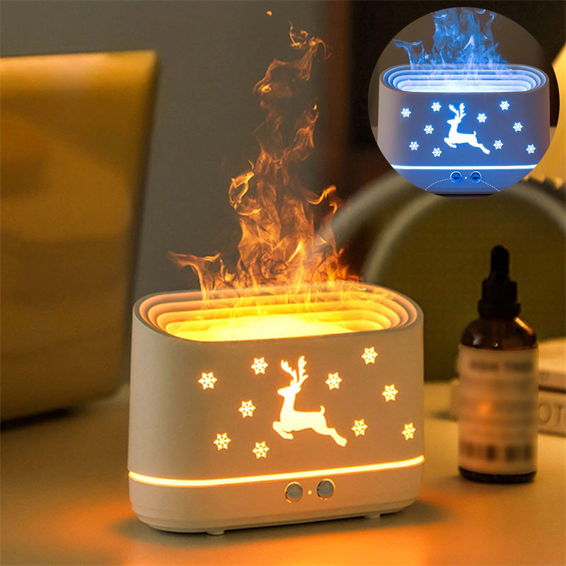 Humidificador difusor llama de alce Silencioso Lámpara de ambiente para el hogar Decoraciones navideñas para el hogar