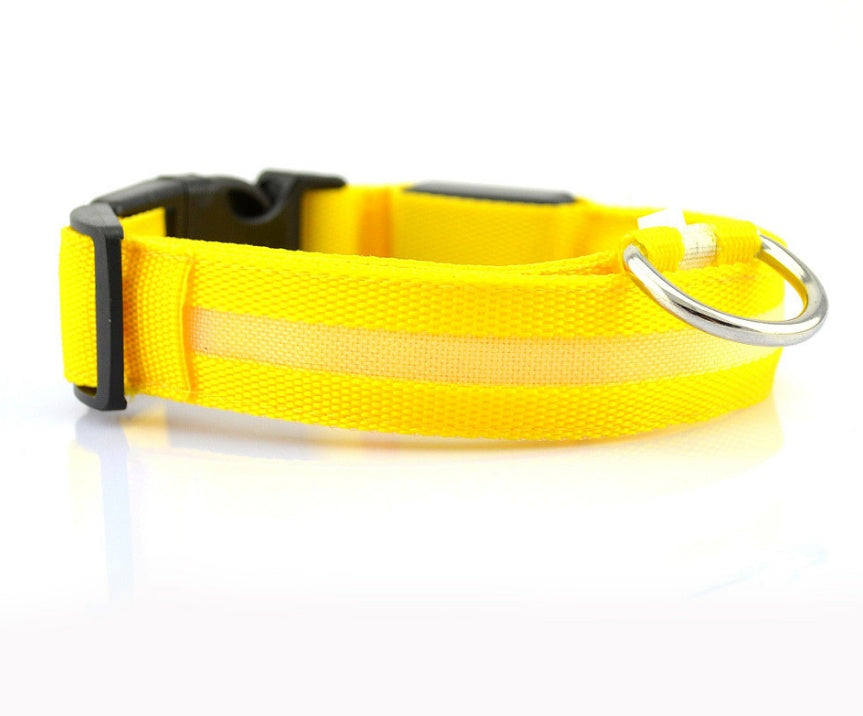 GlowPaws Nylon LED Dog Collar - Adjustable Luminous Leash for Night Safety & Visibility
