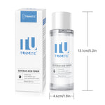 TUNMATE glycolic acid toner bottle and box, white and blue label design