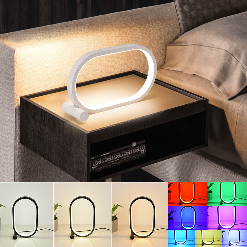 Lámpara USB Enchufable Ovalada de Acrílico con Control Táctil Regulable, Lámpara de Noche Creativa Moderna, Lámpara de Lectura para Mesita de Noche, Lámpara de Escritorio LED