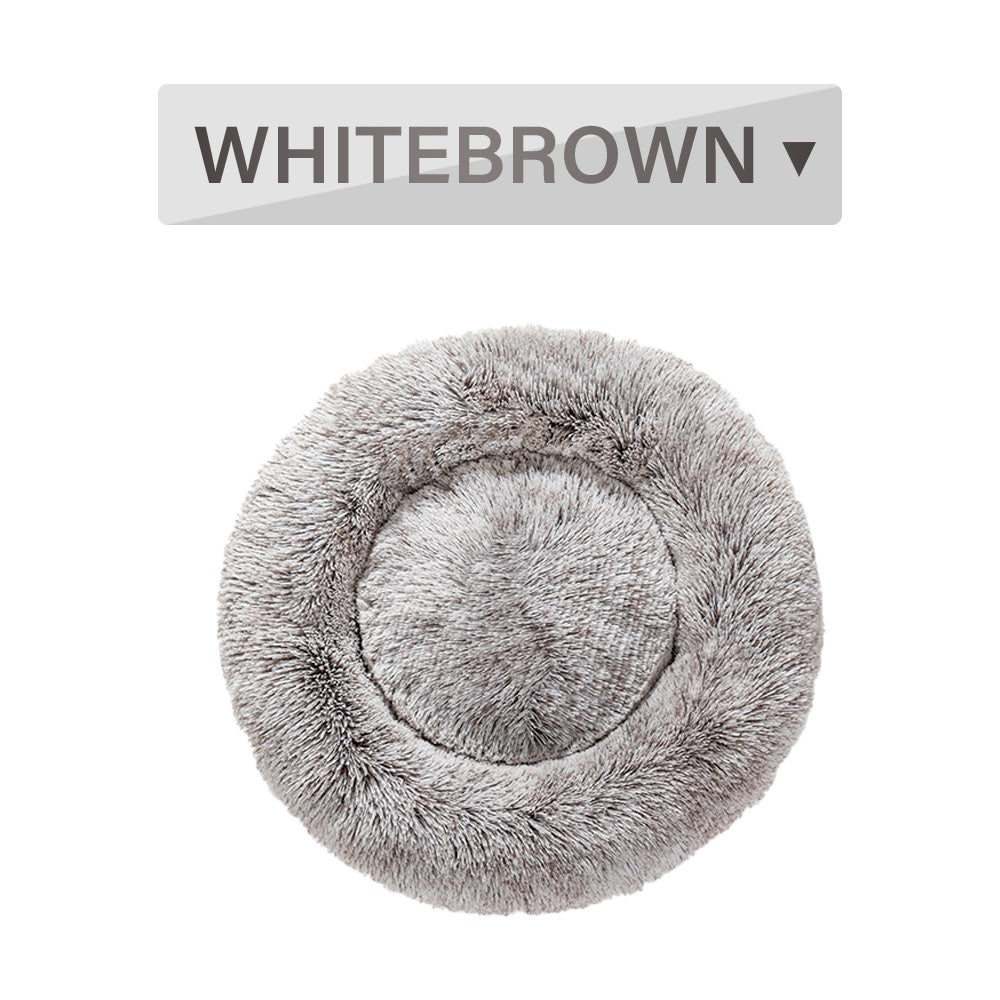 Fluffy Donut Dog Bed | Cozy Plush Cushion for Small & Large Pets | Washable & Calming Design