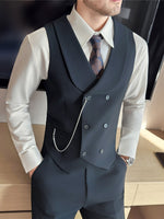 Stylish Men's Double-Breasted Shawl Collar Vest in Yarn-Dyed Fabric