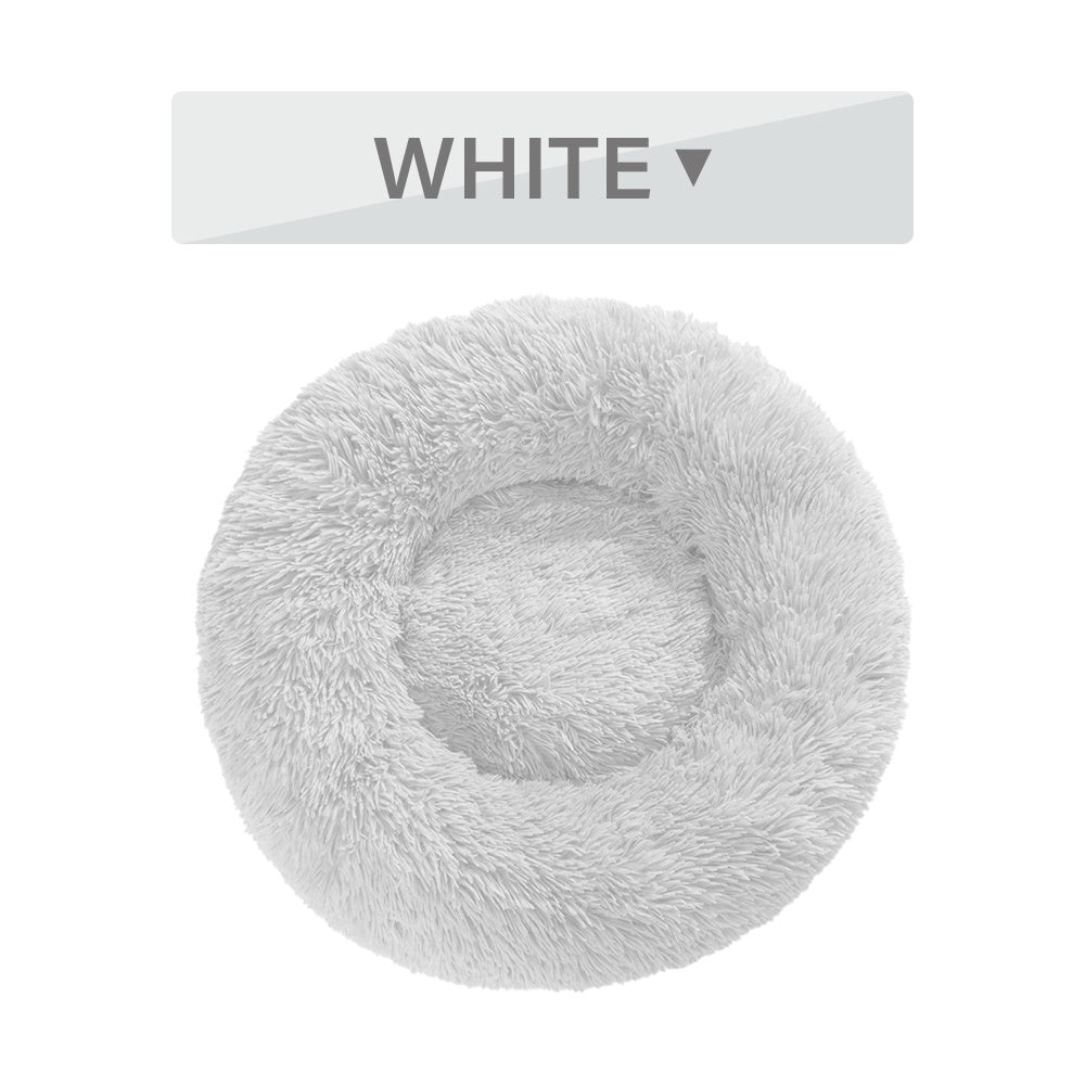 Fluffy Donut Dog Bed | Cozy Plush Cushion for Small & Large Pets | Washable & Calming Design