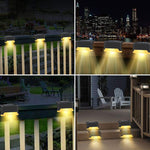 Nueva actualización Lámpara solar de valla LED impermeable Luces solares de cubierta Luz solar de paso al aire libre para escaleras de patio, camino de jardín, patio de paso