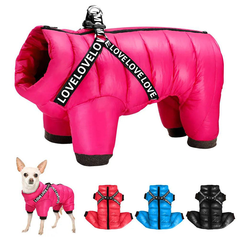 Furry Friends Cozy Windproof Thickened Four-Legged Pet Jacket