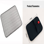 Pet cooling pad with bubble-textured quilted surface, light gray color, gray border