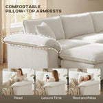 Sectional Sofa, L Shaped Couch with Deep Seat, Movable Ottoman and Pillow-top Armrests, Beige