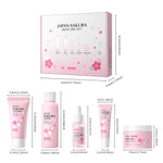 Japan Sakura skincare set gift box side view with product sizes and height labels
