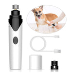 Electric pet nail grinder with USB cable, white handle and black grinding head