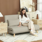 Schlafsofa Relaxsofa Sofa Couch, Inkl. 2 Kissen, Samtoptik, 130 X 78 X 79 Cm, Beige
