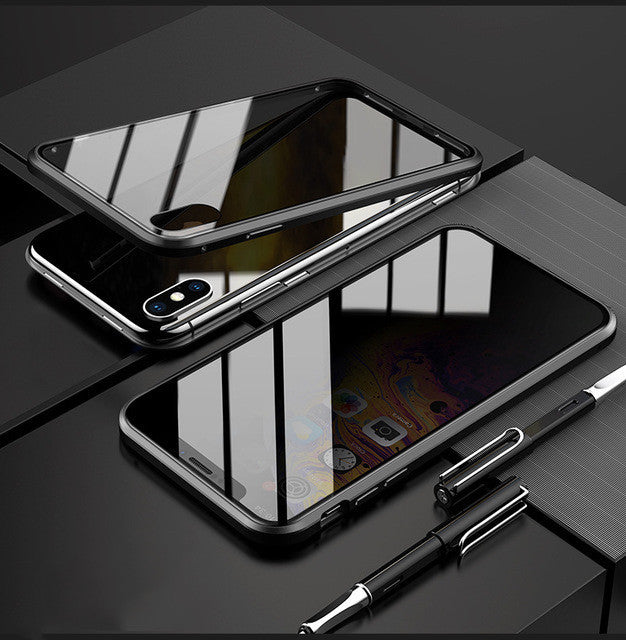 Anti-Peep Magnetic Privacy Glass Phone Case – Flip Style