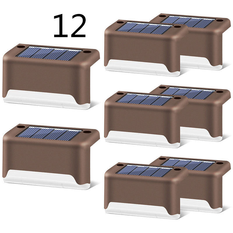 Nueva actualización Lámpara solar de valla LED impermeable Luces solares de cubierta Luz solar de paso al aire libre para escaleras de patio, camino de jardín, patio de paso