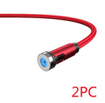 Red braided magnetic charging cable with circular connector housing