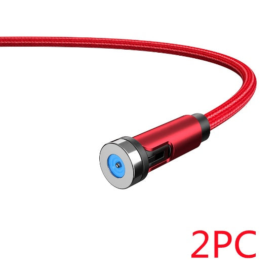 Red braided magnetic charging cable with circular connector housing