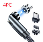 Magnetic charging cable bundle with rotating connector heads and braided black cord