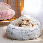 CozyNest Semi-Closed Cat Bed | All-Season Comfort for Small Dogs & Cats | Warm & Inviting Winter Retreat