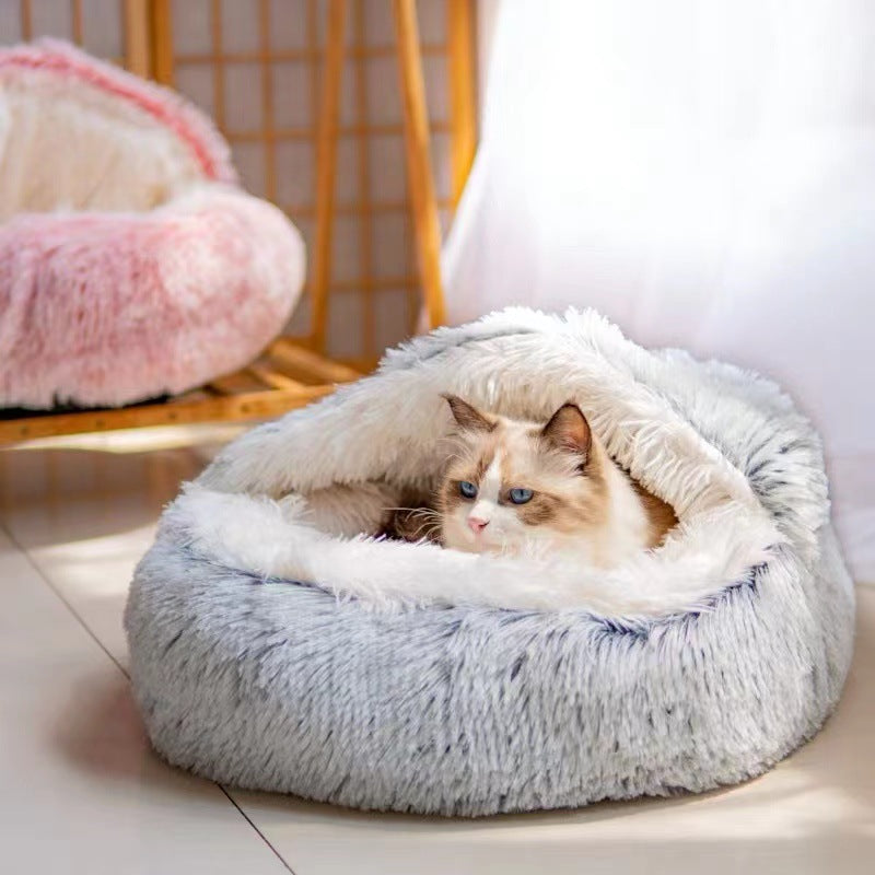 CozyNest Semi-Closed Cat Bed | All-Season Comfort for Small Dogs & Cats | Warm & Inviting Winter Retreat