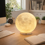 3D Printed Moon Lamp USB Rechargeable Warm Light Realistic Lunar Night Light For Bedroom Decor