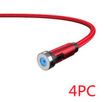 Red braided magnetic charging cable with circular connector housing