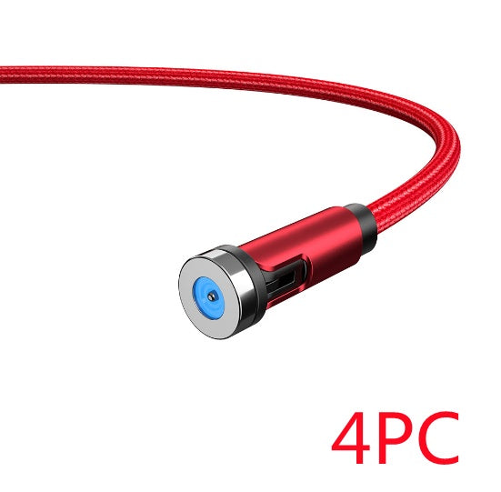 Red braided magnetic charging cable with circular connector housing