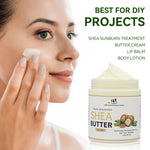 Ivory shea butter body butter jar with white lid and beige cream.