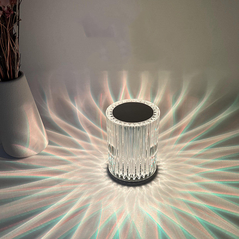 Lampe de chevet créative en acrylique avec motifs de lignes en cristal