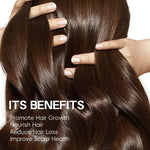 Scalp and dark hair strands with hands parting hair at the roots