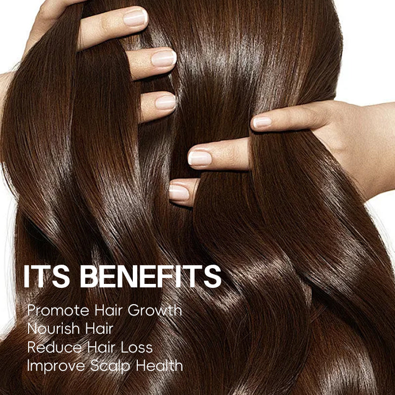 Scalp and dark hair strands with hands parting hair at the roots