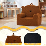 Sofá infantil con forma de oso – Sillón de espuma de forro polar para niños pequeños, Marrón