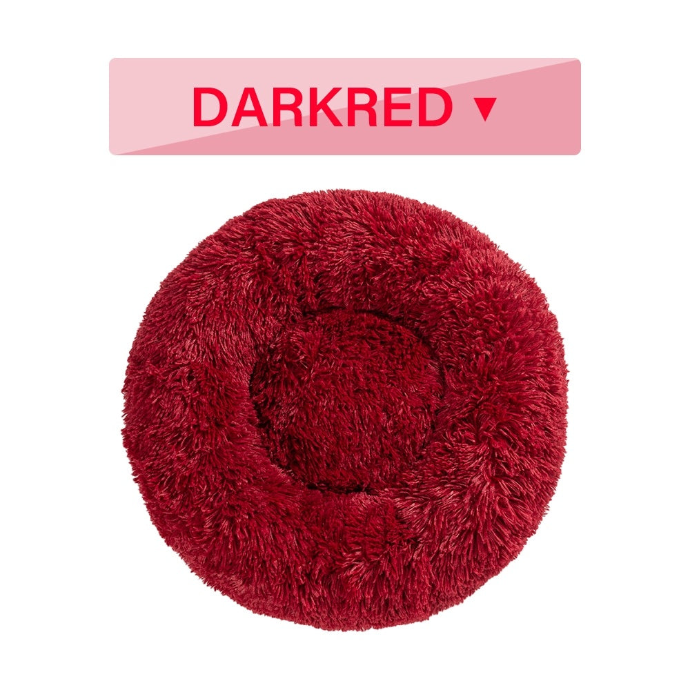 Fluffy Donut Dog Bed | Cozy Plush Cushion for Small & Large Pets | Washable & Calming Design
