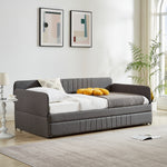 Daybed, Sofa Bed Metal Framed With Trundle Twin Size, Grey, 78.4 L X 41 W X 29.8 H.