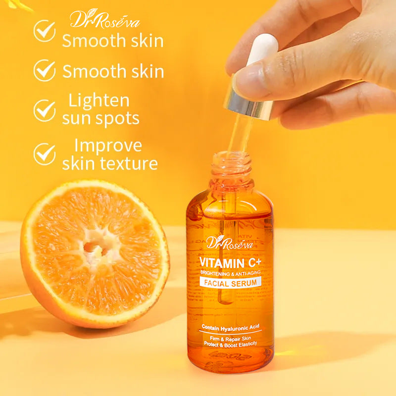 Dr.Roséva Vitamin C+ facial serum bottle with dropper, amber glass, 50 ml