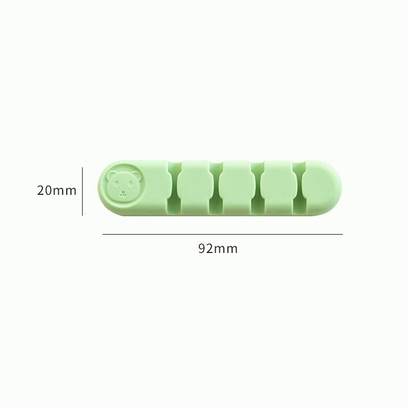 No Hole Punching Bear Pattern Silicone Data Cable Organizer