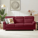 82" Modern 3-Seater Chesterfield Sofa – Burgundy Snowfleece