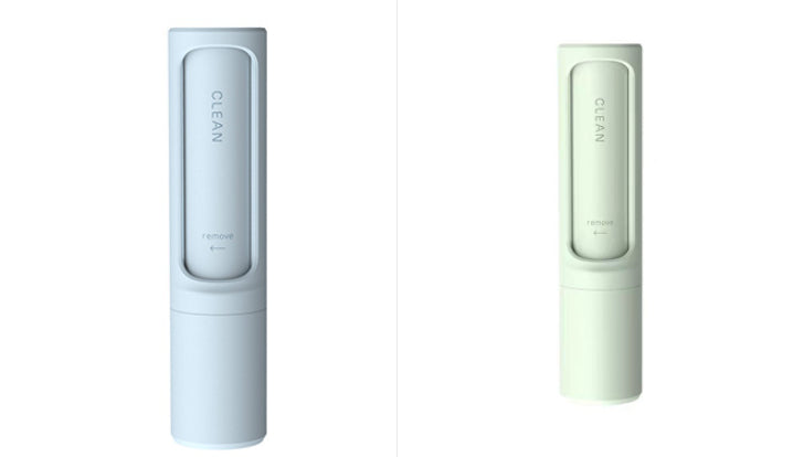 Light blue and light green reusable pet hair remover lint roller brushes