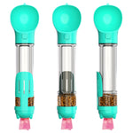 Teal 3-in-1 portable dog water bottle with stainless chamber and poop-bag dispenser
