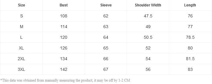 Size chart table for men's linen-style stand collar short sleeve T-shirt