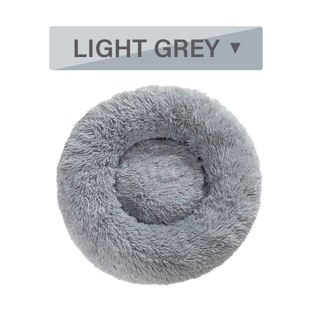 Fluffy Donut Dog Bed | Cozy Plush Cushion for Small & Large Pets | Washable & Calming Design