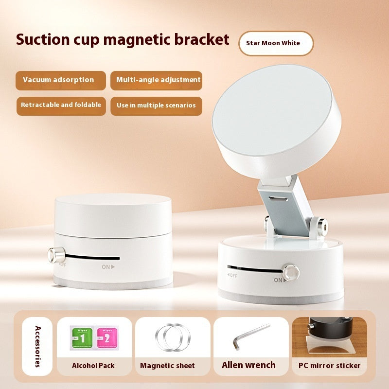 Star Moon White magnetic car phone holder with suction base and foldable bracket