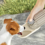 2-in-1 pet bottle with drinking spout, beige base, finger-press lid